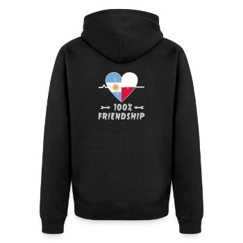 Argentina and Poland 100% friendship - Unisex Premium Organic Zip Hoodie - black - Back - Nico (187cm)