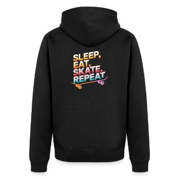 Sleep Eat Skate Repeat - Unisex Premium Organic Zip Hoodie - black - Back - Nico (187cm)