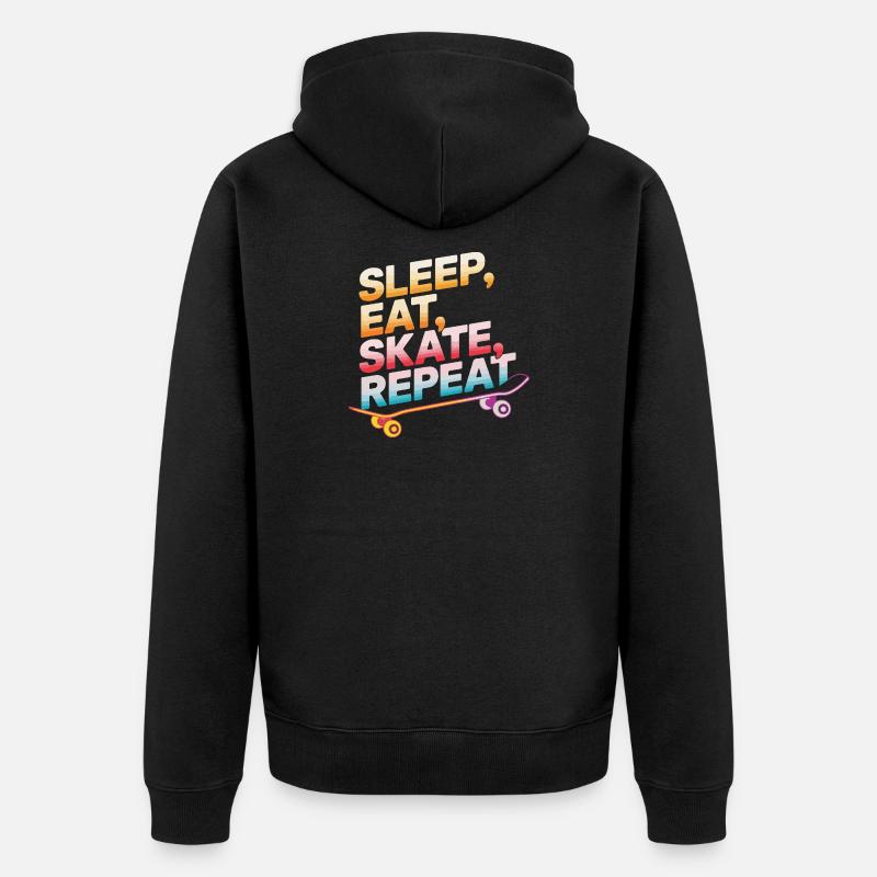 Dormir, manger, patiner, répéter - Veste à capuche bio Premium Unisexe - noir