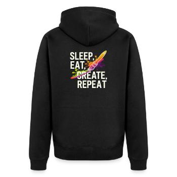 Sleep Eat Create Repeat - Unisex Premium Organic Zip Hoodie - black - Back - Nico (187cm)