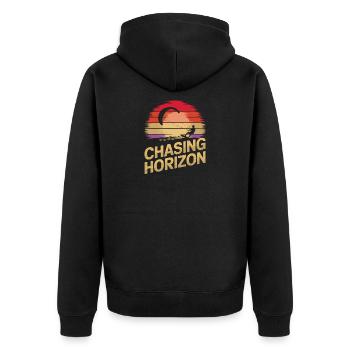 Sunset Kite Scene T-Shirt - Unisex Premium Organic Zip Hoodie - black - Back - Nico (187cm)