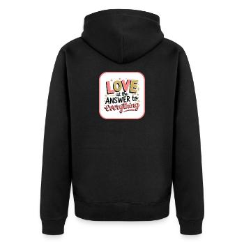 Love is the Answer to Everything - Liebe & Antwort - Unisex Premium Organic Zip Hoodie - black - Back - Nico (187cm)