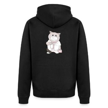 Katzendoktor - Unisex Premium Bio Zip Hoodie - Schwarz - Hinten - Nico (187cm)