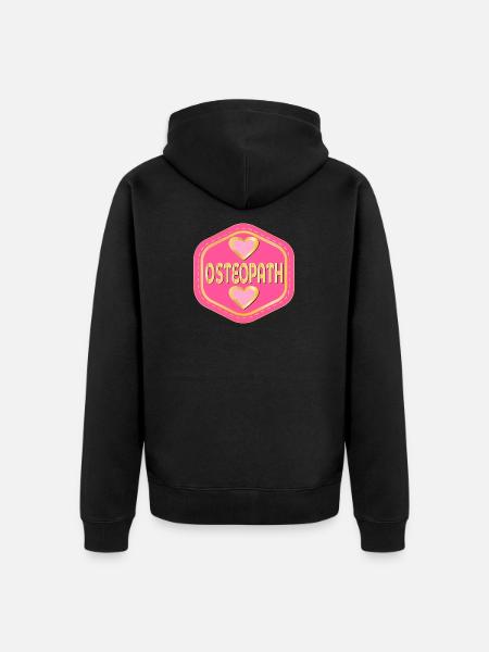 HEART OSTEOPATH - Unisex Premium Organic Zip Hoodie - black