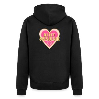 DANKE BLUTSPENDE BLUTSPENDERIN - Unisex Premium Bio Zip Hoodie - Schwarz - Hinten - Nico (187cm)