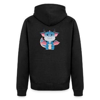 Azure Dragonling Charm - Unisex Premium Organic Zip Hoodie - black - Back - Nico (187cm)