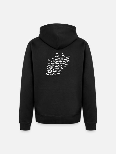 FledermausSchwarm Nachtmotiv - Unisex Premium Bio Zip Hoodie - Schwarz