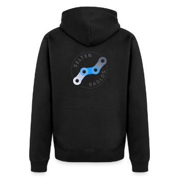 selten radlos fahrrad kette - Unisex Premium Bio Zip Hoodie - Schwarz - Hinten - Nico (187cm)