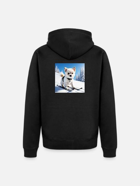 Pfotenspuren Schneepinguin Design - Unisex Premium Bio Zip Hoodie - Schwarz