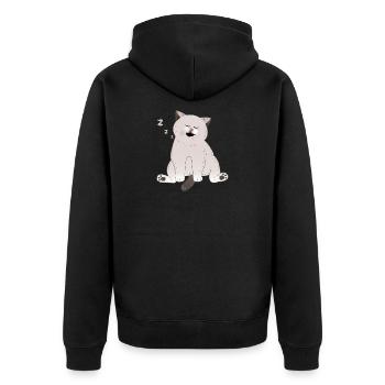 sleeping cat - Unisex Premium Organic Zip Hoodie - black - Back - Nico (187cm)