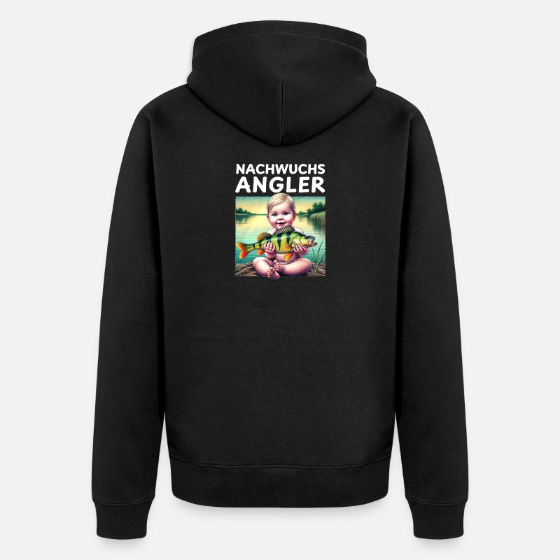 Junior Angler - Cadeau pour bébé - Veste à capuche bio Premium Unisexe - noir