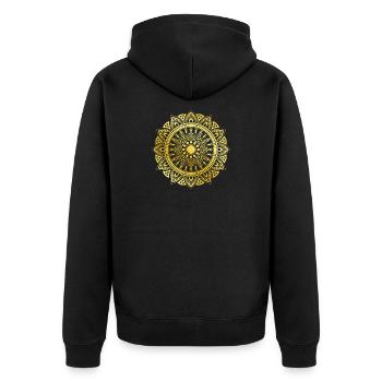 Mandala doré - Veste à capuche bio Premium Unisexe - noir - Dos - Nico (187cm)