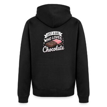 Nur ein Mädchen, das Schokolade liebt - Unisex Premium Bio Zip Hoodie - Schwarz - Hinten - Nico (187cm)