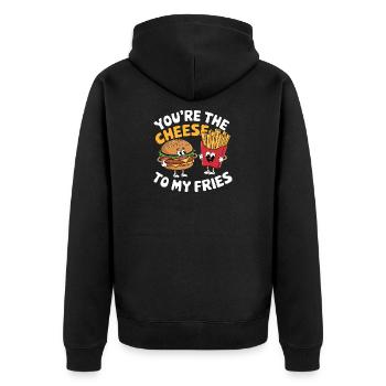 Vom Käse zu meinen Pommes frites - Unisex Premium Bio Zip Hoodie - Schwarz - Hinten - Nico (187cm)