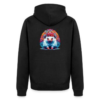 Igel - Unisex Premium Bio Zip Hoodie - Schwarz - Hinten - Nico (187cm)