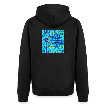 Blaue Keramik - Unisex Premium Bio Zip Hoodie - Schwarz - Hinten - Nico (187cm)