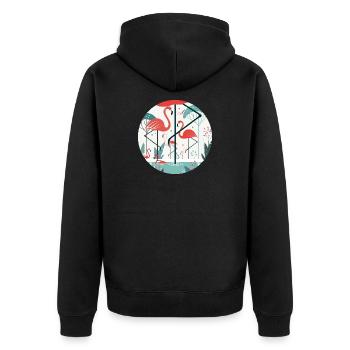 Flamingo Illustration in Tropical Environment - Unisex Premium Organic Zip Hoodie - black - Back - Nico (187cm)