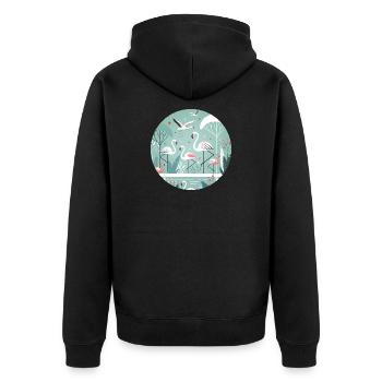 Flamingo Illustration in Tropical Environment - Unisex Premium Organic Zip Hoodie - black - Back - Nico (187cm)
