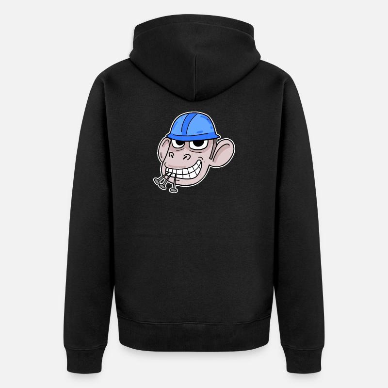 Affe Baustelle Bauarbeiter - Unisex Premium Bio Zip Hoodie - Schwarz