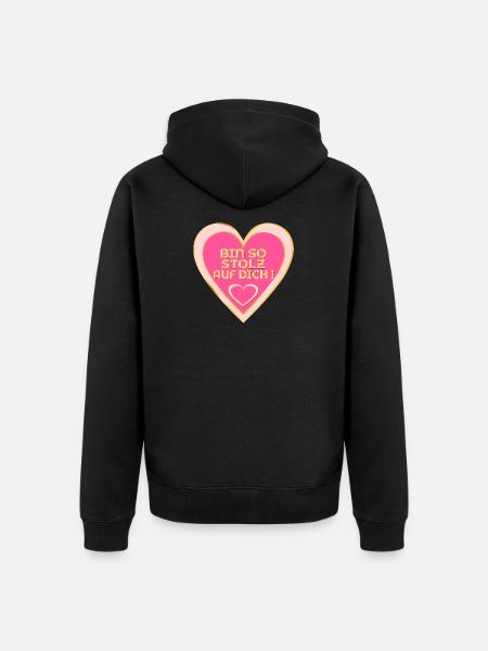STOLZ AUF DICH - HERZ - Unisex Premium Bio Zip Hoodie - Schwarz