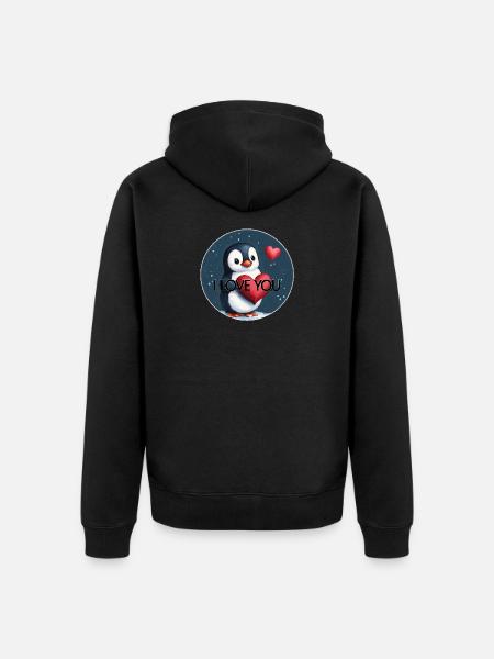 JE T’AIME PINGOUIN - Veste à capuche bio Premium Unisexe - noir