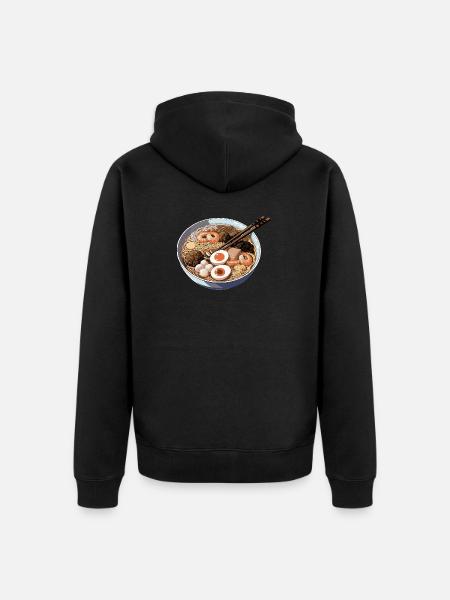 Ramen bowl with egg shrimp - Unisex Premium Organic Zip Hoodie - black