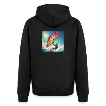 kitesurf, kite, fan de glisse - Veste à capuche bio Premium Unisexe - noir - Dos - Nico (187cm)