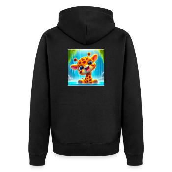 Giraffe - Unisex Premium Bio Zip Hoodie - Schwarz - Hinten - Nico (187cm)