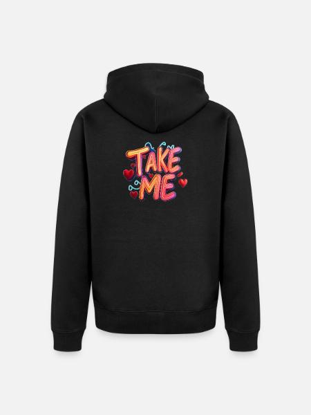 Leuchtender Neon-Liebesgruß - Unisex Premium Bio Zip Hoodie - Schwarz