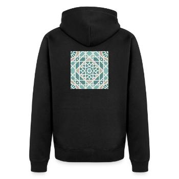 Geometrisches Mandala Muster - Unisex Premium Bio Zip Hoodie - Schwarz - Hinten - Nico (187cm)