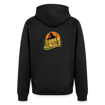 Urban Jungle Logo Color - Unisex Premium Organic Zip Hoodie - black - Back - Nico (187cm)
