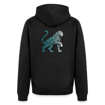 Tribal Panther Gradient Blue White - Unisex Premium Organic Zip Hoodie - black - Back - Nico (187cm)