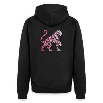 Gradient Tribal Panther - Unisex Premium Bio Zip Hoodie - Schwarz - Hinten - Nico (187cm)