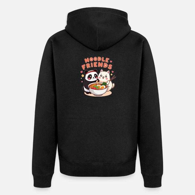 Noodle Friends Panda Chat Illustration - Veste à capuche bio Premium Unisexe - noir