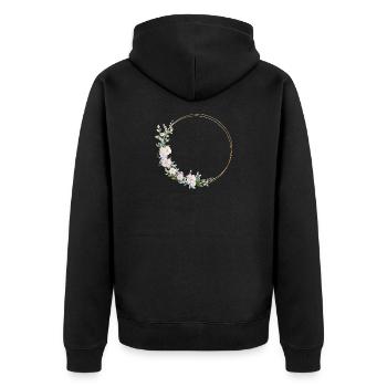 Spring Wreath - Personalizable - Unisex Premium Organic Zip Hoodie - black - Back - Nico (187cm)
