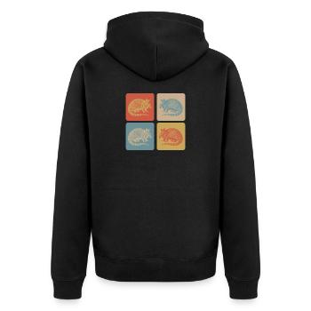 Vintage Gürteltier Armadillo Pop-Art - Unisex Premium Bio Zip Hoodie - Schwarz - Hinten - Nico (187cm)