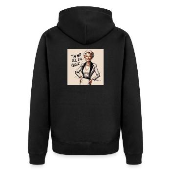 I'm not old, I'm a classic - Unisex Premium Organic Zip Hoodie - black - Back - Nico (187cm)