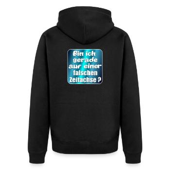 SIMULATION REALITÄT FALSCHE ZEITACHSE - Unisex Premium Bio Zip Hoodie - Schwarz - Hinten - Nico (187cm)