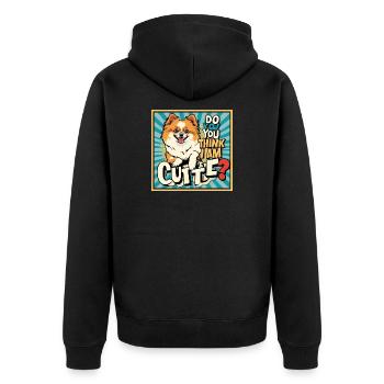 Funny Pomeranian Dog - Do You Think I Am Cute? - Unisex Premium Bio Zip Hoodie - Schwarz - Hinten - Nico (187cm)
