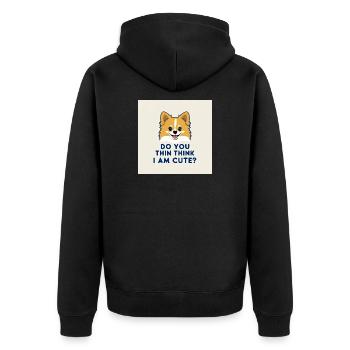 Funny Pomeranian Dog - Do You Think I Am Cute? - Unisex Premium Organic Zip Hoodie - black - Back - Nico (187cm)