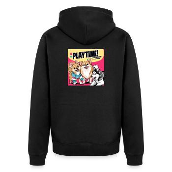 Comic Dogs - Playtime - Unisex Premium Organic Zip Hoodie - black - Back - Nico (187cm)
