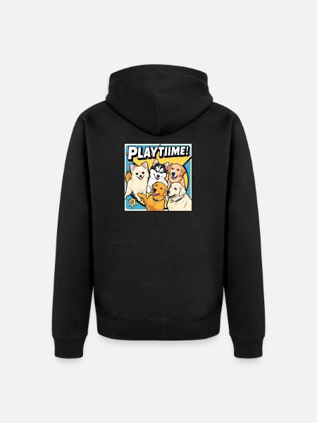 Comic Dogs - Playtime - Unisex Premium Organic Zip Hoodie - black