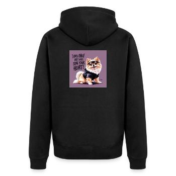 Pomeranian Dog "I am a thief" - Unisex Premium Organic Zip Hoodie - black - Back - Nico (187cm)