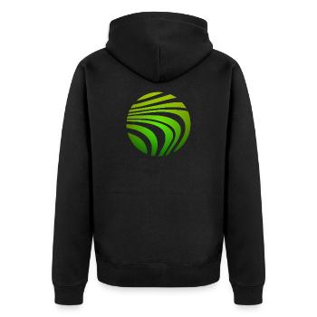 Psychedelisches Muster Grün Verlauf - Unisex Premium Bio Zip Hoodie - Schwarz - Hinten - Nico (187cm)