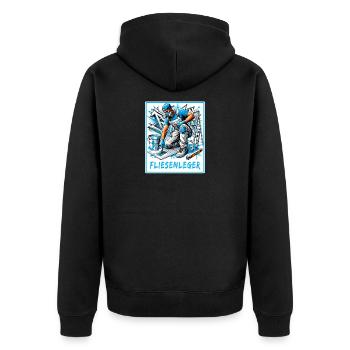 Fliesenleger Design - Unisex Premium Bio Zip Hoodie - Schwarz - Hinten - Nico (187cm)