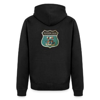 Fliesenleger Wappen Design - Unisex Premium Bio Zip Hoodie - Schwarz - Hinten - Nico (187cm)