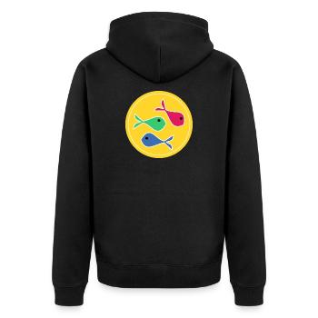 FISH. SARDINE. APRIL FOOL. SEA. OCEAN - Unisex Premium Organic Zip Hoodie - black - Back - Nico (187cm)