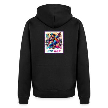 Hip-Hop Vibes – Rappeur avec micro - Veste à capuche bio Premium Unisexe - noir - Dos - Nico (187cm)
