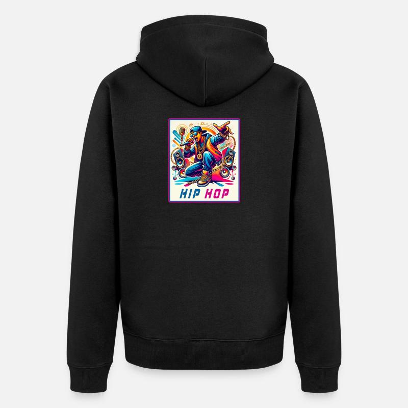 Hip-Hop Vibes – Rappeur avec micro - Veste à capuche bio Premium Unisexe - noir