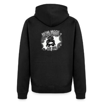 Mom Mode On – Sleep Mode Off - Unisex Premium Bio Zip Hoodie - Schwarz - Hinten - Nico (187cm)